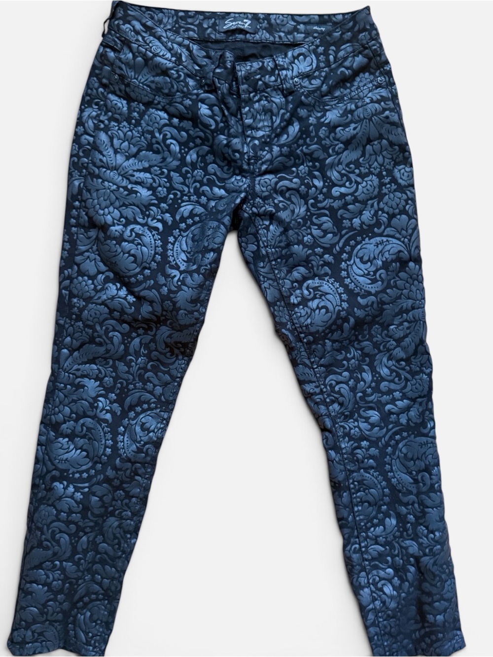 Seven7 Navy Floral-Patterned Skinny Jeans